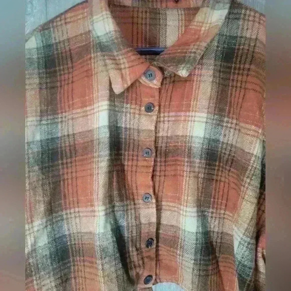 2 piece Orange and black flannel skirt and cropped top jacket. No tags size 16W - Picture 5 of 6